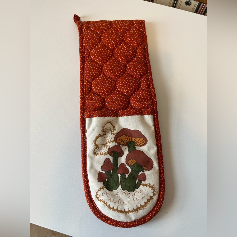 Vintage Retro Boho Mushroom Double Oven mitt